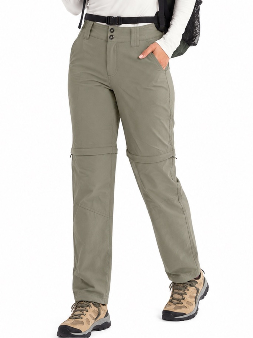 Columbia Convertible Hiking Pants Beige Size 8 Zip Off Travel Outdoor Nylon